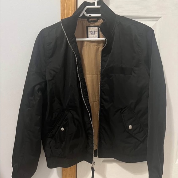 GAP Jackets & Blazers - GAP Black Bomber Jacket Lightweight Stand-Up Collar